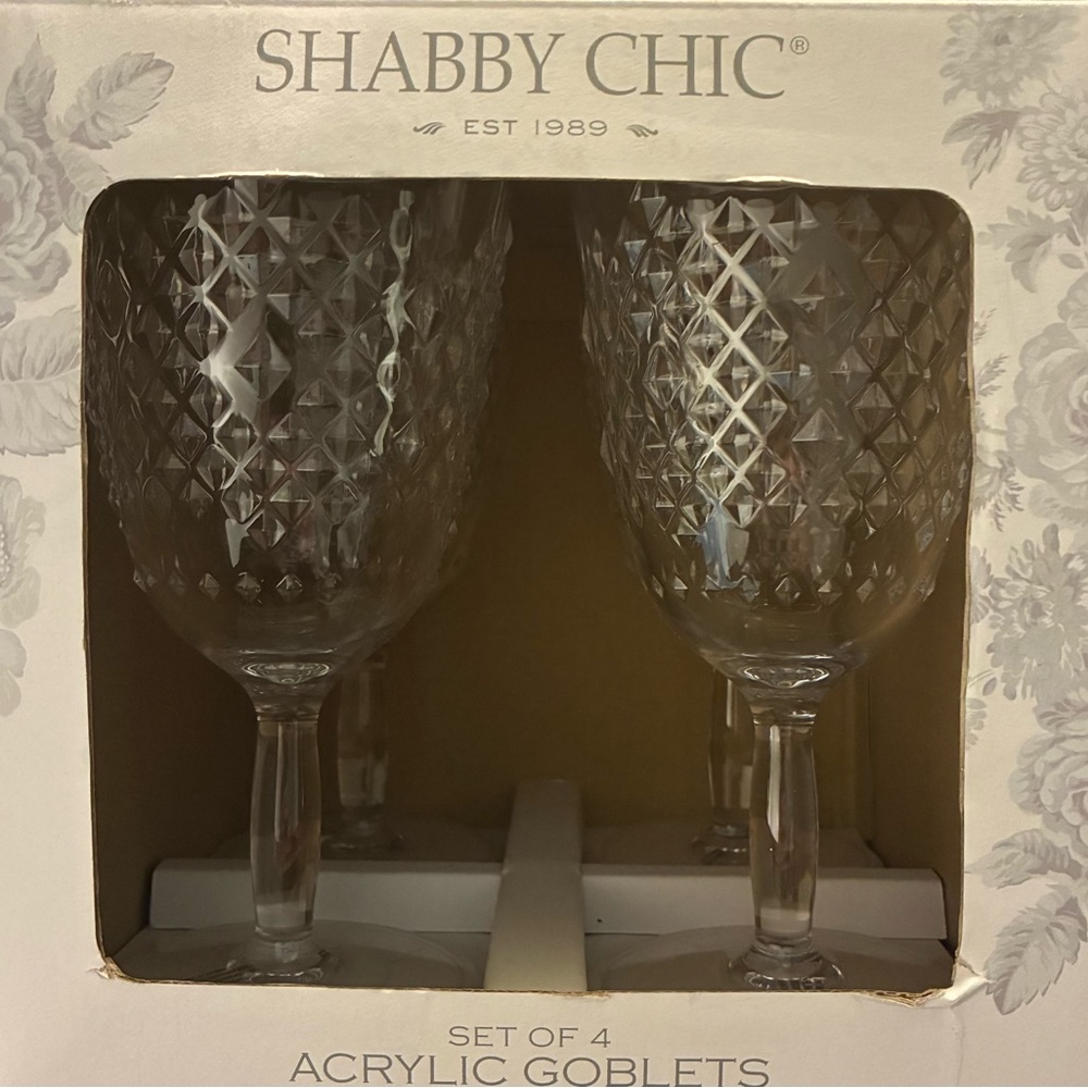 Shabby Chic Floral Acrylic Goblets Set